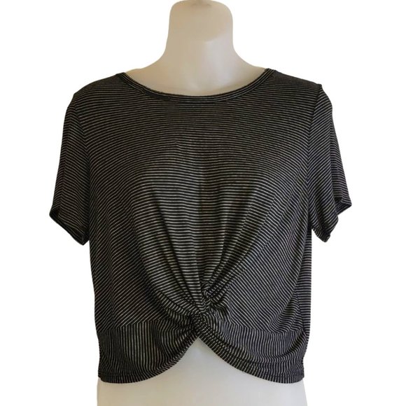 Cropped Tie Up Knot Front T-shirt by GAZE NWOT  size Large - Picture 1 of 8